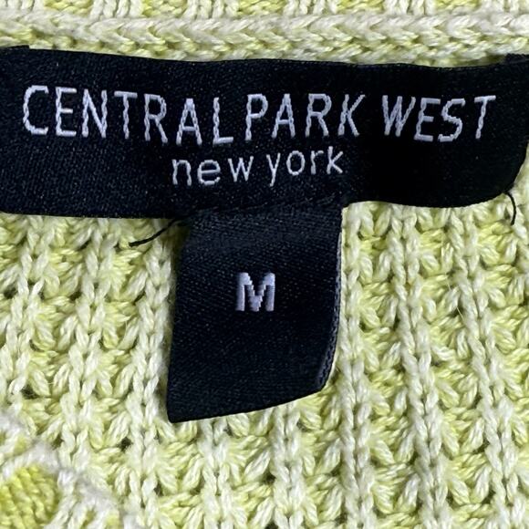 Central Park West Chartreuse Sweater Sz M Oversized Short Boxy Fit 100% Cotton - Picture 8 of 9
